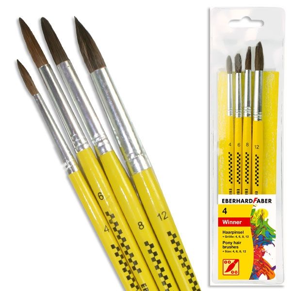 Malpinsel-Set mit 4 Echthaar-Pinseln aus Pferdehaaren , versch. Stärken Malpinsel-Set mit 4 Echthaar-Pinseln aus Pferdehaaren , versch. Stärken von Eberhard Faber
