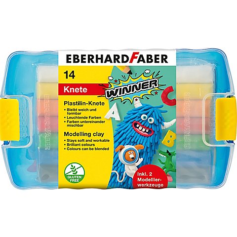 Plastilin-Knete "Winner", 14 Knetstangen + 2 Werkzeuge von Eberhard Faber