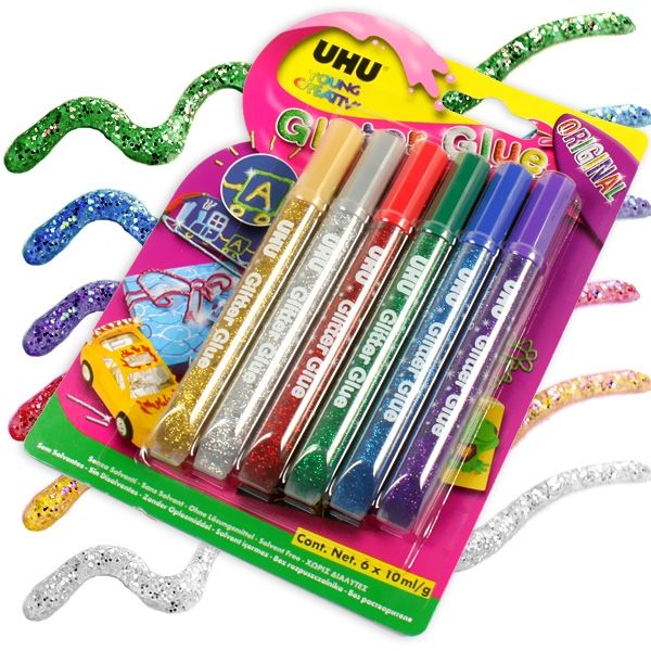 UHU Glitzerkleber, 6 Klebestifte, Bastelkleber mit Glitter, tolle Farben UHU Glitzerkleber, 6 Klebestifte, Bastelkleber mit Glitter, tolle Farben von Eberhard Faber