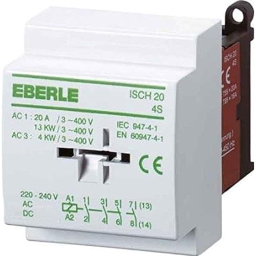 Eberle Controls 049095140000 Installationsschütz ISCH 20-4 S (brummfrei, mir Gleichrichter, Nachfolgetyp von ISCH30-4 S, 20 A, 4 S, AC 230 V) von Eberle Controls