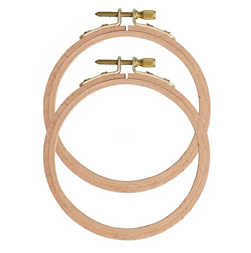 Ebherys 2 Stück 10,2 cm Buchenholz-Stick- und Kreuzstichrahmen, Buchenholz, poliert, glatt, Handstickerei und Kreuzstichwerkzeuge, Heimnähwerkzeuge, Handstickrahmen, Wandbehang (10,2 x 2 cm) von Ebherys
