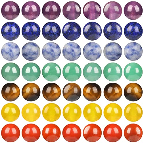 7 Chakra-Natursteinperlen, 6 mm, 100 Stück, runde Kristallperlen, lose Edelsteine, mehrfarbig, gemischt mit Kristall-Stretch-Schnur für DIY-Armbänder, Schmuckherstellung (7 Chakra-Perlen, 6 mm) von Ebristar