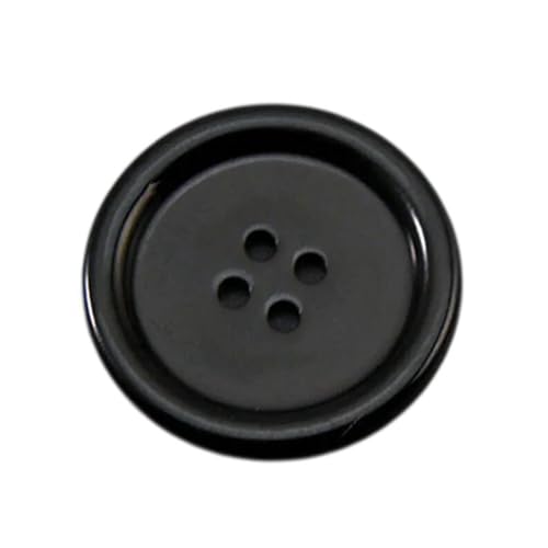 4-Loch runde Hemdknöpfe aus Kunstharz, Kunststoffknopf für Bastelarbeiten, Nähen, Stoff, Dekorationszubehör, Schwarz, 10mm (100pcs) von EcLusE