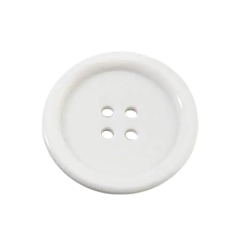 4-Loch runde Hemdknöpfe aus Kunstharz, Kunststoffknopf für Bastelarbeiten, Nähen, Stoff, Dekorationszubehör, Weiß, 23mm (20pcs) von EcLusE