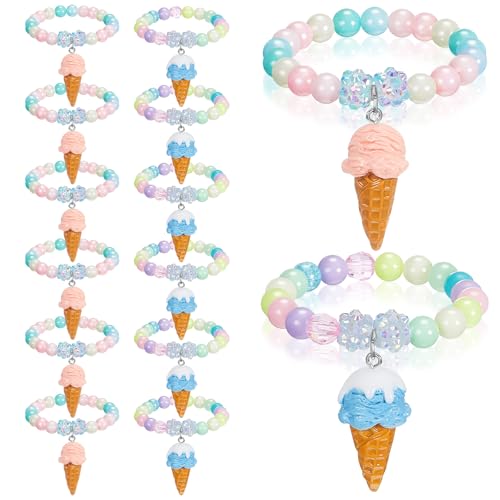 Ecally 12 Stück Eiscreme-Partyzubehör, Perlenarmband, Großpackung Eiscreme-Armband, Dekorationen für Mädchen, Kinder, Sommerpartyzubehör, Anhänger, Zubehör Ecally 12 Stück Eiscreme-Partyzubehör, Perlenarmband, Großpackung Eiscreme-Armband, Dekorationen für Mädchen, Kinder, Sommerpartyzubehör, Anhänger, Zubehör von Ecally