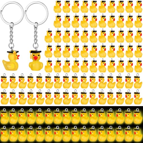 Ecation 100 Stück leuchtende Mini-Enten-Schlüsselanhänger 2025, Harz-Enten-Geschenke, leuchtet im Dunkeln, 3D-Gelb, kleine Schlüsselanhänger, Großpackung für kleine Tiere, Zubehör für Abschlussfeier Ecation 100 Stück leuchtende Mini-Enten-Schlüsselanhänger 2025, Harz-Enten-Geschenke, leuchtet im Dunkeln, 3D-Gelb, kleine Schlüsselanhänger, Großpackung für kleine Tiere, Zubehör für Abschlussfeier von Ecation