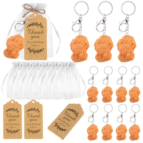 Ecation 20 Set Huhn-Nugget-Schlüsselanhänger-Set, Partygeschenk-Set, Nachahmung, Lebensmittel-Schlüsselanhänger, lustiger Charm, ästhetisches Zubehör, Souvenir, Geschenk mit Kraftanhänger Ecation 20 Set Huhn-Nugget-Schlüsselanhänger-Set, Partygeschenk-Set, Nachahmung, Lebensmittel-Schlüsselanhänger, lustiger Charm, ästhetisches Zubehör, Souvenir, Geschenk mit Kraftanhänger von Ecation