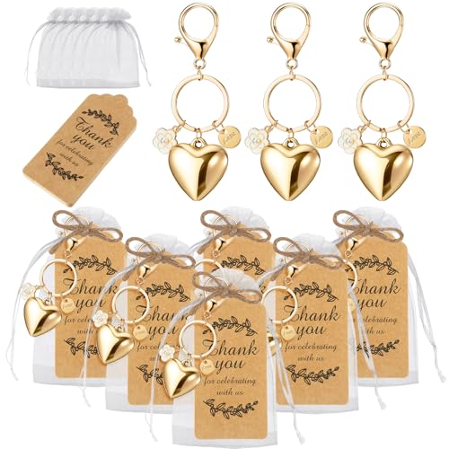 Ecation 20er-Set Herz-Schlüsselanhänger-Set, Stahlblumen-Schlüsselanhänger, goldener Herzanhänger, ästhetisches Zubehör, Souvenir, Geschenk mit Kraftanhänger, Organza-Beutel für Gäste, Taufe Ecation 20er-Set Herz-Schlüsselanhänger-Set, Stahlblumen-Schlüsselanhänger, goldener Herzanhänger, ästhetisches Zubehör, Souvenir, Geschenk mit Kraftanhänger, Organza-Beutel für Gäste, Taufe von Ecation