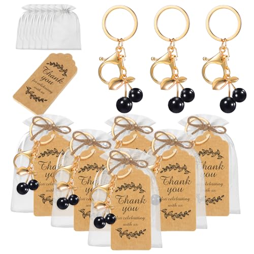 Ecation 20er-Set schwarze Kirsch-Schlüsselanhänger-Set, Stahlkirsche, Schlüsselanhänger, Obst-Anhänger, ästhetisches Zubehör, Souvenir, Geschenk mit Kraftanhänger, Organza-Beutel für Gäste, Taufe Ecation 20er-Set schwarze Kirsch-Schlüsselanhänger-Set, Stahlkirsche, Schlüsselanhänger, Obst-Anhänger, ästhetisches Zubehör, Souvenir, Geschenk mit Kraftanhänger, Organza-Beutel für Gäste, Taufe von Ecation