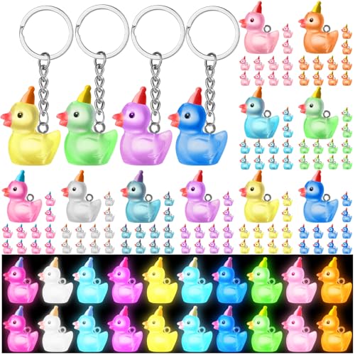 Ecation Leuchtende Mini-Enten-Schlüsselanhänger, leuchtet im Dunkeln, Harz, 3D-Schlüsselanhänger, kleine Tieranhänger, Zubehör für Geburtstagspartys, mehrfarbig, Partyhüte, 100 Stück Ecation Leuchtende Mini-Enten-Schlüsselanhänger, leuchtet im Dunkeln, Harz, 3D-Schlüsselanhänger, kleine Tieranhänger, Zubehör für Geburtstagspartys, mehrfarbig, Partyhüte, 100 Stück von Ecation