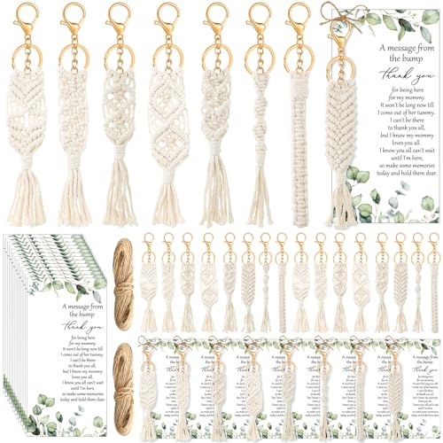 Ecation Makramee-Schlüsselanhänger für Babypartys, Boho, 36 Sets von Ecation
