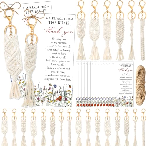 Ecation Makramee-Schlüsselanhänger für Babypartys, Boho, für Babyparty, gehäkelt, Quaste, Schlüsselanhänger mit Dankeskarten für Mädchen, Jungen, Geburtstagsparty, Gastgeschenke, Preise (Wildblume) Ecation Makramee-Schlüsselanhänger für Babypartys, Boho, für Babyparty, gehäkelt, Quaste, Schlüsselanhänger mit Dankeskarten für Mädchen, Jungen, Geburtstagsparty, Gastgeschenke, Preise (Wildblume) von Ecation