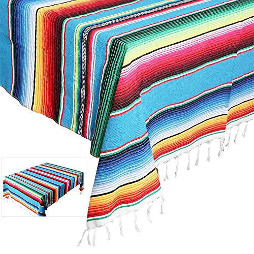 eccbox Große mexikanische Serape-Decke mit verschiedenen hellen Farben, mexikanische Tischdecke für mexikanische Hochzeitsparty-Dekorationen, 213 x 150 cm (blau) eccbox Große mexikanische Serape-Decke mit verschiedenen hellen Farben, mexikanische Tischdecke für mexikanische Hochzeitsparty-Dekorationen, 213 x 150 cm (blau) von eccbox
