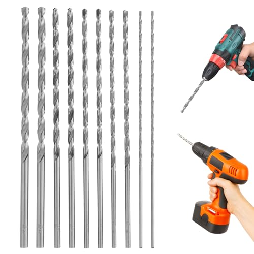 10er Set Extra Lange Holzbohrer HSS Spiralbohrer, Durchmesser 2mm, 3mm, 3,5mm, 4mm, 5mm, 150mm Länge, für präzises Bohren in Holz, Kunststoff und Aluminium， Perfekt für Renovierungen, Installationen von EceoThsy