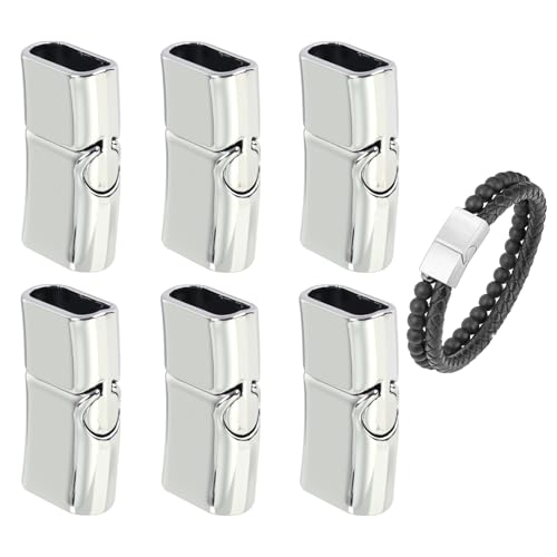 6 Stück Silber Armband Verschlüsse Magnetische Edelstahl-Armbandverschlüsse in Rechteckiger Form Für Die Schmuckherstellung – Ideal Für Lederseile, Halsketten Und Armbänder，armband Verschluss von EceoThsy