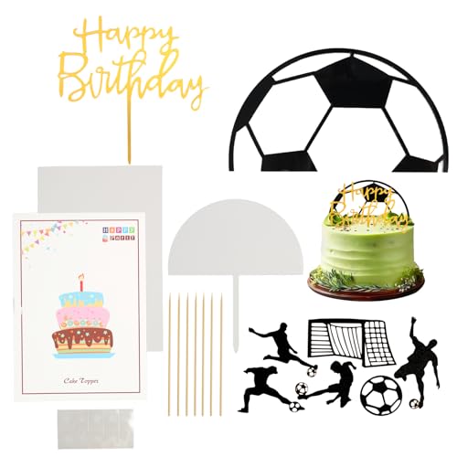 Football Cake Decoration Set, Acryl Kuchenaufsätze Happy Birthday Mit Fußballmotiv, Fussball Für Fußball-Themen-Geburtstagsparty, Jungen & Männer, Wiederverwendbar & Umweltfreundlich von EceoThsy