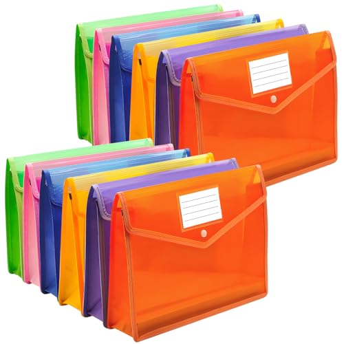 Fächermappe aus Kunststoff, Umschlagordner für Dokumente, Aktenordner, Organizer mit Schnappverschluss, wasserdicht, transparent, großes Fassungsvermögen, passend für Brief/A4-Größe (mehrfarbig, 12 Fächermappe aus Kunststoff, Umschlagordner für Dokumente, Aktenordner, Organizer mit Schnappverschluss, wasserdicht, transparent, großes Fassungsvermögen, passend für Brief/A4-Größe (mehrfarbig, 12 von Ecerangus