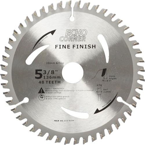 Echo Corner 136mm Kreissägeblatt 20mm Bohrung 48T Kreissägeblatt mit feiner Oberfläche zum Schneiden von Holz Echo Corner 136mm Kreissägeblatt 20mm Bohrung 48T Kreissägeblatt mit feiner Oberfläche zum Schneiden von Holz von Echo Corner