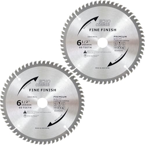 Echo Corner 2-Pack Hartmetall Kreissägeblätter 165-mm x 20mm Bohrung x 60-Zahn Feinfinish Holz Sperrholz MDF Kunststoff Furnier Holz Laminat Echo Corner 2-Pack Hartmetall Kreissägeblätter 165-mm x 20mm Bohrung x 60-Zahn Feinfinish Holz Sperrholz MDF Kunststoff Furnier Holz Laminat von Echo Corner