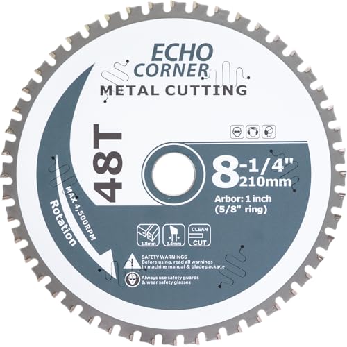 Echo Corner 21,6 cm (8 1/4 Zoll) Metallschneidegehrungssägeblatt, 2,5 cm Dorn (1,6 cm Reduzierring), schnell trocknend, kühle Reinigung, Schneiden von Baustahl, Winkeleisen, robustes eisenfreies von Echo Corner