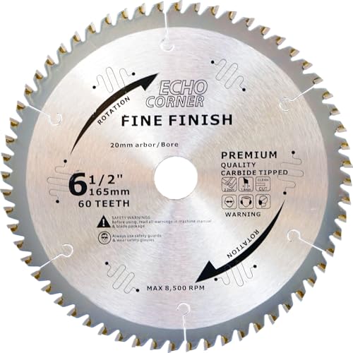 Echo Corner Kreissägeblatt 165mm 60 Zähne für Kettensäge Kreissäge Feinschneiden Rahmen Holz MDF Kunststoff Furnier Laminat, 165x20 kompatibel mit Dewalt, Makita, Ryobi, Bosch Echo Corner Kreissägeblatt 165mm 60 Zähne für Kettensäge Kreissäge Feinschneiden Rahmen Holz MDF Kunststoff Furnier Laminat, 165x20 kompatibel mit Dewalt, Makita, Ryobi, Bosch von Echo Corner