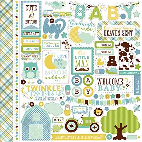 Echo Park Paper Bundle of Joy/A New Addition Baby Boy Element Karton-Aufkleber, 30,5 x 30,5 cm Echo Park Paper Bundle of Joy/A New Addition Baby Boy Element Karton-Aufkleber, 30,5 x 30,5 cm von Echo Park Paper