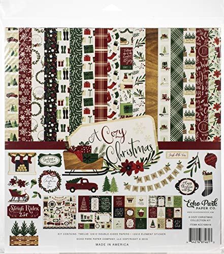 Echo Park Paper Company ACC189016 Collection kits Basteln, Papier, Rot, Grün, Schwarz, Creme, Holzmaserung, 12-x-12-Inch von Echo Park Paper