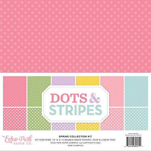 Echo Park Paper Company DS20032 Dots & Stripes Spring Collection Kit Papier, Pink, Lavendel, Grün, Gelb, Blaugrün von Echo Park Paper Company