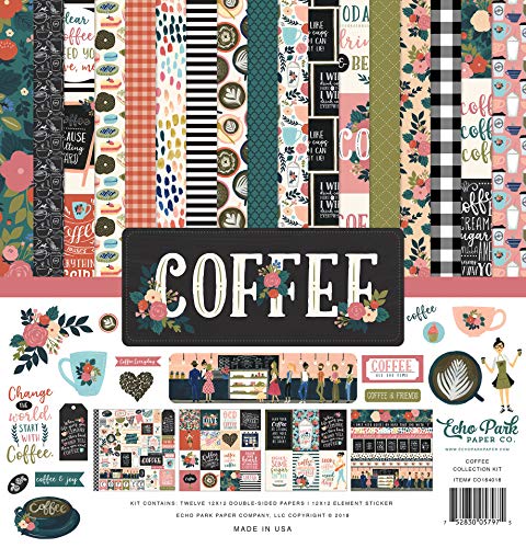 Echo Park Paper Company Kaffee-Sammelset, Papier, 30,5 x 30,5 cm, Pink/Grün/Rot/Marineblau/Blau/Blaugrün/Schwarz von Echo Park Paper Company