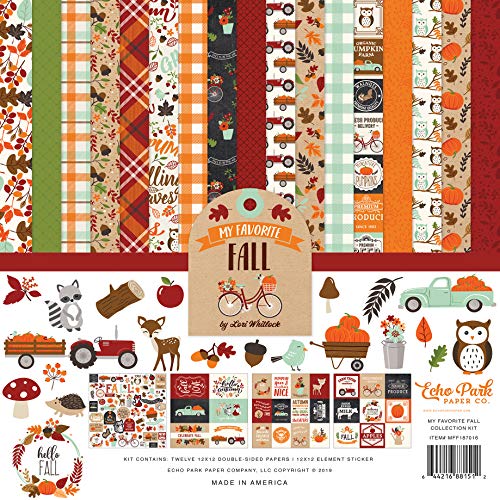 Echo Park Paper Company MFF187016 My Favorite Fall Collection Kit Papier, Orange, Rot, Blaugrün, Schwarz, Grün, Hellbraun, 12-x-12-Inch von Echo Park Paper Company