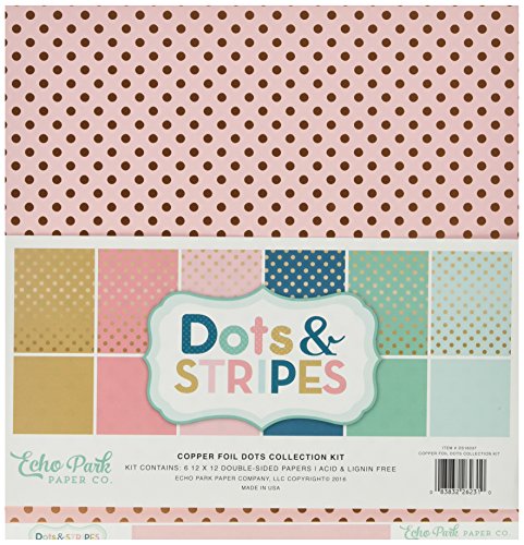 Echo Park Paper Echo Park Collection Kit 12 Zoll x 12-inch-dots und Streifen mit Kupfer Folie, andere, Mehrfarbig von Echo Park Paper