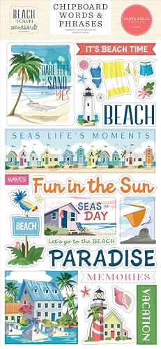 Beach Town Spanplatte, Wörter und Sätze, 15,2 x 33 cm Beach Town Spanplatte, Wörter und Sätze, 15,2 x 33 cm von Echo Park Paper