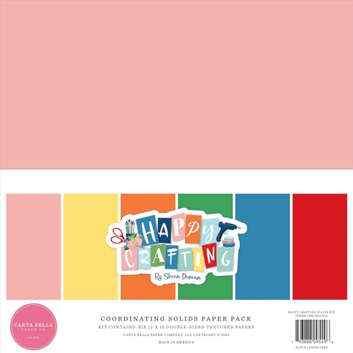 Carta Bella Double-Sided Solid Cardstock 12"X12" 6/Pkg-Happy Crafting, 6 Colors Carta Bella Double-Sided Solid Cardstock 12"X12" 6/Pkg-Happy Crafting, 6 Colors von Echo Park Paper