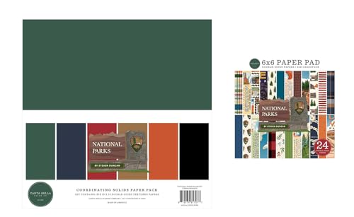 Carta Bella Paper Collection Bundle: Nationalparks, 30,5 x 30,5 cm, festes Papier + Nationalparks, 15,2 x 15,2 cm, doppelseitiges Papier von Echo Park Paper