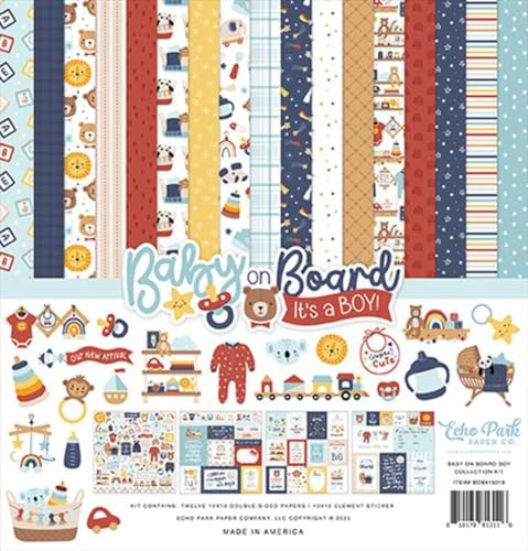 Echo Park – Baby On Board – 30,5 x 30,5 cm Boy Collection Kit – 12 doppelseitige Papiere Echo Park – Baby On Board – 30,5 x 30,5 cm Boy Collection Kit – 12 doppelseitige Papiere von Echo Park Paper