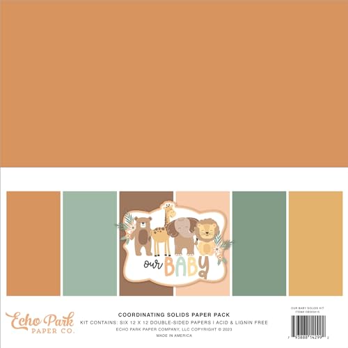 Echo Park Double-Sided Solid Cardstock 12"X12" 6/Pkg-Our Baby, 6 Colors von Echo Park Paper Company