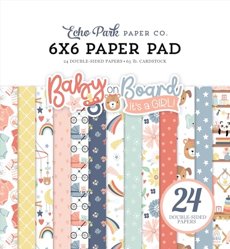 Echo Park Paper 15,2 x 15,2 cm Papierblock – Baby On Board Girl Echo Park Paper 15,2 x 15,2 cm Papierblock – Baby On Board Girl von Echo Park Paper