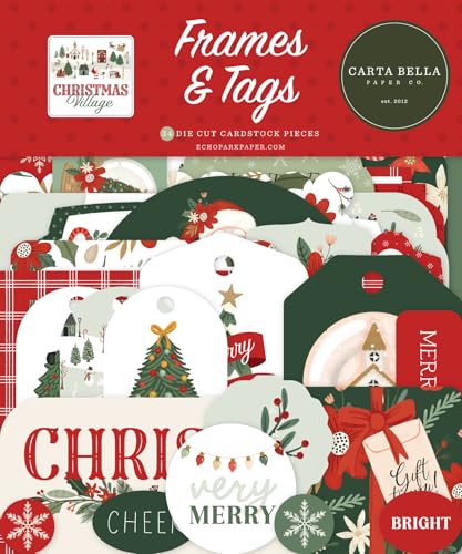 Echo Park Paper CBCV458025 Christmas Village Frames & Tags Rahmen und Etiketten, Papier, Mehrfarbig/Meereswellen (Ocean Tides) von Echo Park Paper