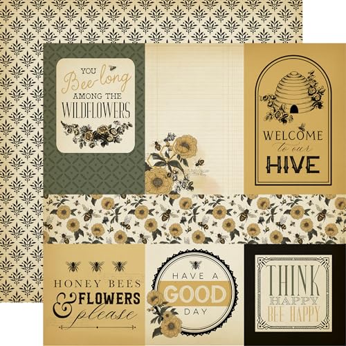 Echo Park Paper Honey Bee: Multi-Tagebuchkarten, 30,5 x 30,5 cm, gemustertes Papier von Echo Park Paper