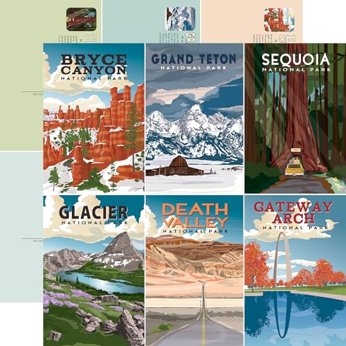 Echo Park Paper Nationalparks: Wander-Postkarten, 30,5 x 30,5 cm, gemustertes Papier, versch von Echo Park Paper