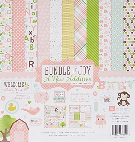 Echo Park Paper Sammelset Echo Park Collection Kit 30,5 x 30,5 cm, Bundle of Joy/A New Addition – Baby Girl, Papier, Schwarz, 12-x-12-Inch von Echo Park Paper Company