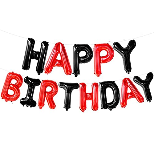 Echwave Schwarze und Rote Happy Birthday Banner Luftballons 16 Happy Birthday Banner Luftballons Happy Birthday SignBallons Happy Birthday Buchstaben Luftballons für Party von Echwave