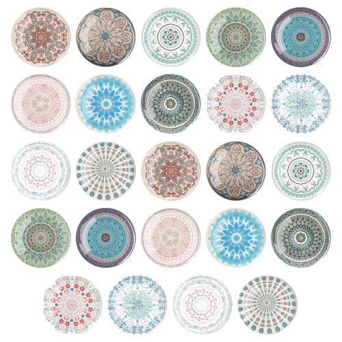 24er Set Kühlschrankmagnete, Magnete für Magnettafel, Dekorative Glascabochons Glasmagnete mit Mandala Muster 3D Magnete für Kühlschrank, Pinnwand Büro Kinder und Erwachsene Geschenk von EclipseGuard
