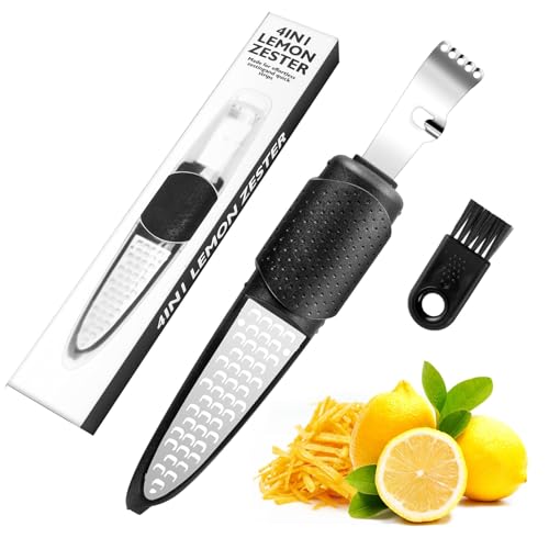 EclipseGuard Zitronen Zester Schäler, 4 in 1 Zitronen Zester und Käsereibe, Zestenreißer Käsereibe, Parmesanreibe Zitronen Reibe Orangenschäle für Gin Cocktails Limetten Orangen Küchen Werkzeug von EclipseGuard