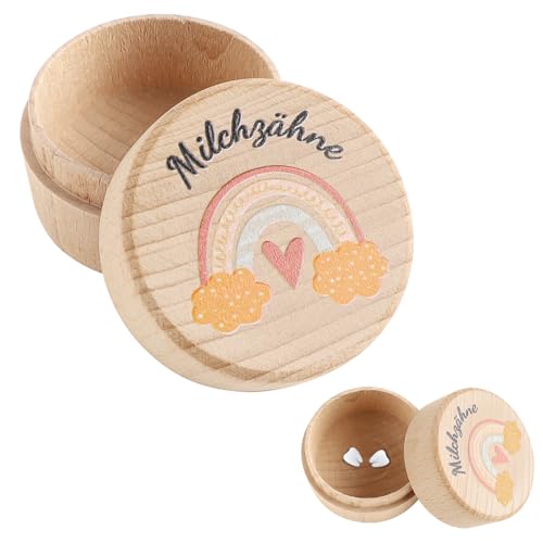 EclipseGuard Holz Zahnfee Box, Zahndose für Milchzähne mit niedlichem Motiv, Kinder Zahndose, Zahndose Milchzähne als Erinnerung an die ersten Zähnchen, Durchmesser 5cm (Regenbogen rosa) EclipseGuard Holz Zahnfee Box, Zahndose für Milchzähne mit niedlichem Motiv, Kinder Zahndose, Zahndose Milchzähne als Erinnerung an die ersten Zähnchen, Durchmesser 5cm (Regenbogen rosa) von EclipseGuard