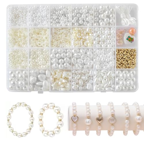 Weiße Perlen Set, Perlen für Armbänder Erwachsene Perlen Weiß zum Auffädeln für DIY Beads for Jewellery Making Schaffung, Armbänder Selber Machen Perlen Zum Auffädeln für Erwachsene Mädchen Weiße Perlen Set, Perlen für Armbänder Erwachsene Perlen Weiß zum Auffädeln für DIY Beads for Jewellery Making Schaffung, Armbänder Selber Machen Perlen Zum Auffädeln für Erwachsene Mädchen von EclipseGuard