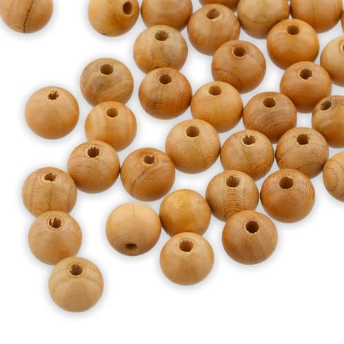 200 Stück Holzperlen Mit Loch 10mm Bastelperlen Set Holz, Natur Holzperlen Zum Auffädeln, Holzkugeln Mit Loch, Perlen Holz Rund, Für Diy Schmuck Basteln Armband Halskette von Eclove
