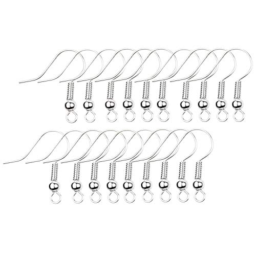 Eco-Fused 18 mm Ohrringhaken – 200 Stück – nickelfreie Ohrstecker, Stil Spulen und Kugeln – versilberter Stahl – ideal für Ohrringe zum Basteln von Eco-Fused
