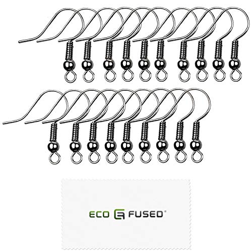 Eco-Fused Ohrhaken 18 mm – 200 Stück – Nickelfrei – Spule und Kugel – Dunkelgrau – hypoallergener Stahl – ideal für Schmuckherstellung von Eco-Fused