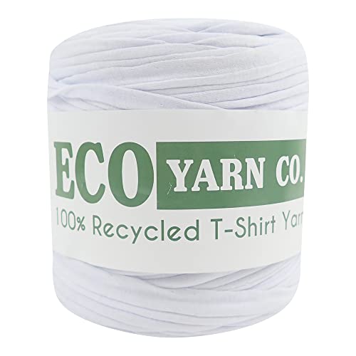 T-Shirt-Garn, recyceltes Baumwolljersey, 120 m (700 g), Weiß von Eco Yarn Co